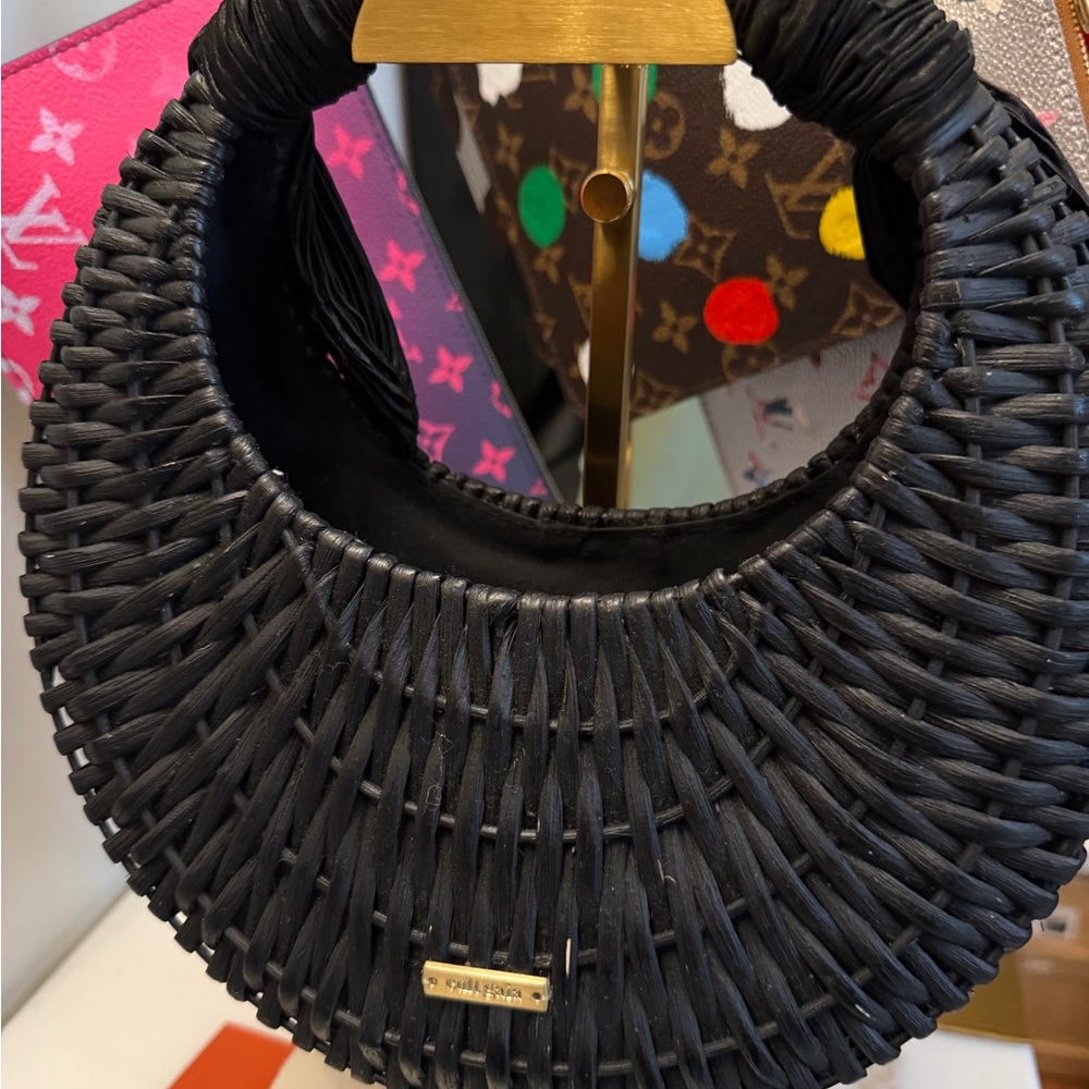 Cult Gaia Woven Half-Moon Handbag - Black - Picture 2 of 4
